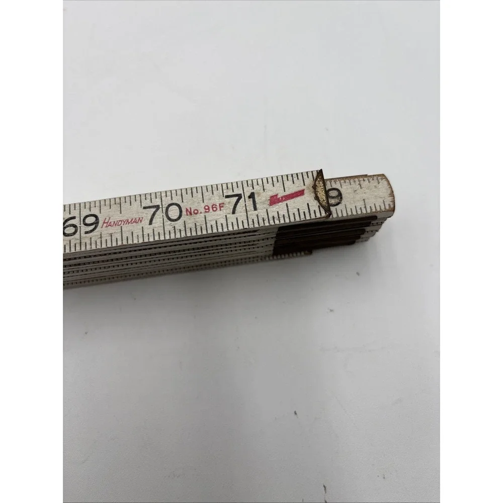 Vintage 6‎ ft Stanley Handyman spring joints folding ruler No. 96 White